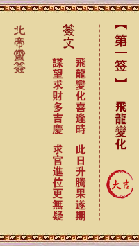 北帝灵签 第1签:飞龙变化 大吉